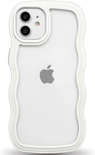 Vista 122 de Anuck Funda para iPhone 13 Pro con borde ondulado, diseño trasero transparente, agarre antideslizante, forma de marco rizado ondulado, a prueba
