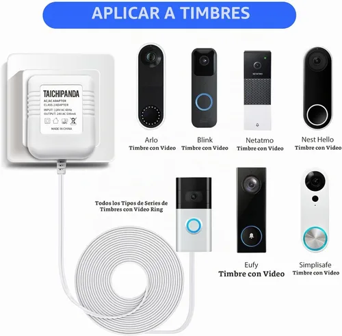 Vista 4 de Transformador de 24 voltios, adaptador de cable C para termostato Nest Honeywell Ecobee y Sensi, transformador de timbre compatible con timbre