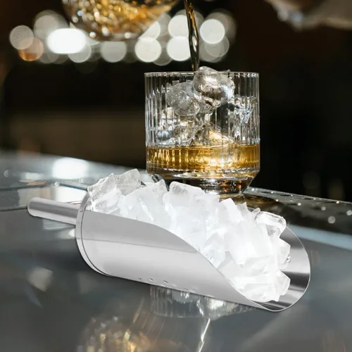 Vista 5 de DOITOOL Cuchara de hielo multifuncional de acero inoxidable con mango de 14.17 pulgadas Cuchara de comida de cocina para cubitos de hielo, harina