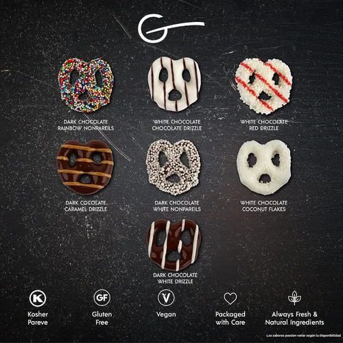 Vista 3 de Gluten Free Palace Caja de regalo gourmet para las fiestas, pretzels cubiertos de chocolate, golosinas de Navidad y Acción de Gracias, sin gluten