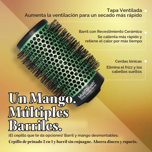 Vista 3 de Olivia Garden MultiBrush - Cepillo térmico desmontable no eléctrico con barril de cerámica