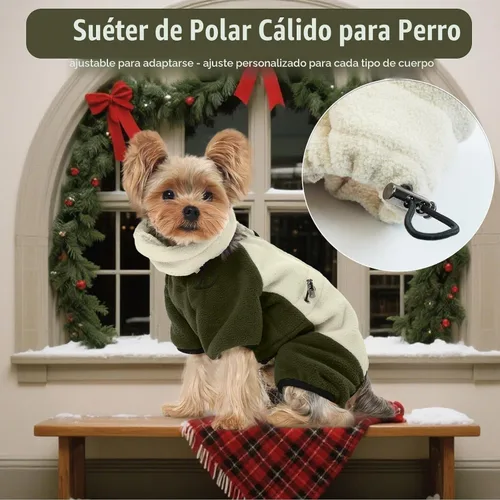 Vista 7 de DENTRUN - Abrigo de invierno para perros pequeños, chaqueta de forro polar cálido con cuello alto extraíble, suéter acogedor para cachorros en clima
