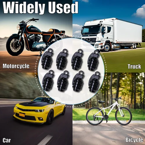 Vista 121 de 4 tapas de válvula de neumático de granada cromada, tapas de válvula de neumático de acero inoxidable para automóviles, camiones, SUV, motocicletas