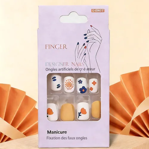 Vista 4 de Puntas de uñas cortas cuadradas de gel suave, cobertura completa, puntas de uñas postizas acrílicas medio mate, kit de puntas de uñas postizas a