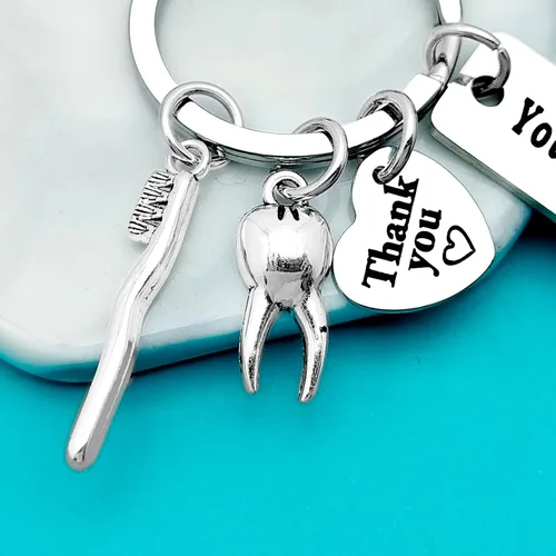 Vista 6 de Xiahuyu Llavero para dentista, regalo de agradecimiento al dentista, llavero para higienista dental, regalo de graduación, regalo de Navidad