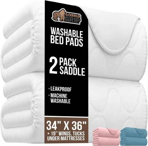 Vista 14 de GORILLA GRIP Almohadillas Lavables, Protectores de Cama Impermeables Reutilizables de Alta Absorción para Incontinencia, Protector de Colchón a
