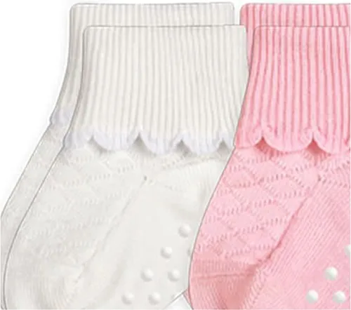 Vista 3 de Jefferies Socks Paquete de 6 puños festoneados antideslizantes para bebé niña
