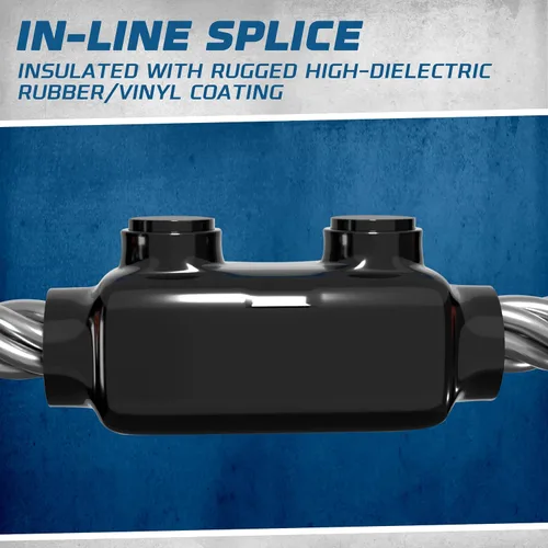 Vista 2 de OHLECTRIC Conector de empalme en línea - 2/0-6 AWG - Conector aislado negro - Tornillo hexagonal Allen 3/16 - Revestimiento resistente