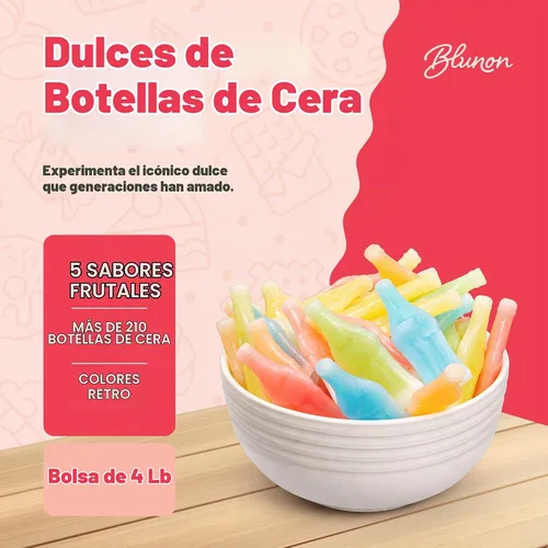 Vista 2 de Caramelo de botella de cera – Bebida retro a granel de 4 libras – Caramelo nostálgico de la vieja escuela – 210 piezas