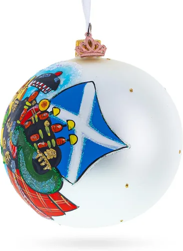 Vista 2 de Escocia, Gran Bretaña Bola de cristal Adorno de Navidad 4 pulgadas