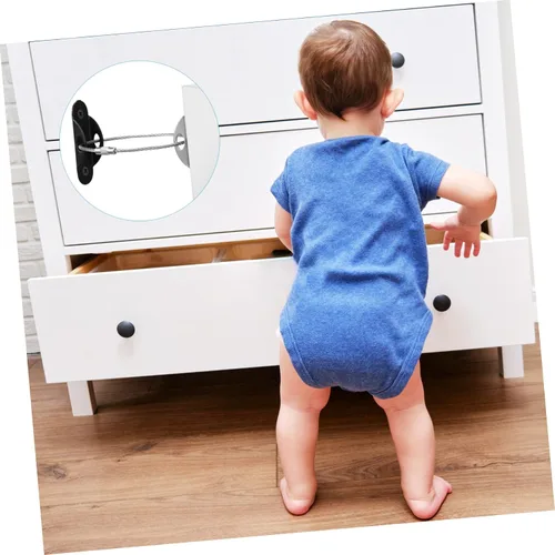 Vista 3 de BESTonZON 2-Pack Baby Proofing Furniture Anchors Adjustable Anti-Tip Straps for Dresser and Bookcase Safety Secure Furniture to Wall Child Safety Kit
