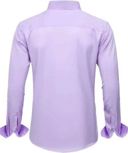 Vista 2 de J.VER Men's Dress Shirts Solid Long Sleeve Stretch Wrinkle-Free Formal Shirt Business Casual Button Down Shirts