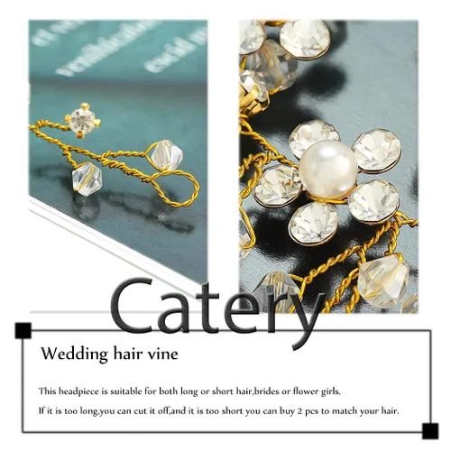 Vista 6 de Catery Diadema dorada con diamantes de imitación para novias y mujeres