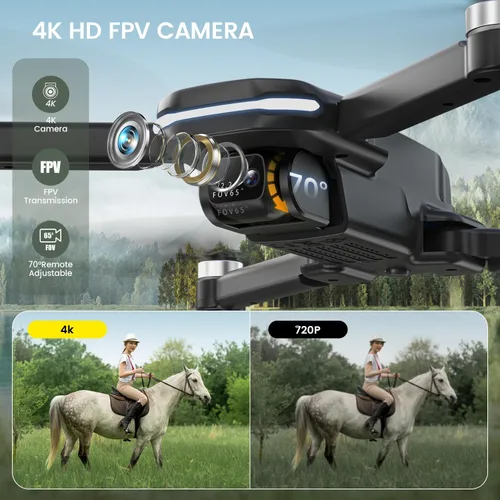 Vista 2 de Holy Stone FPV Drone con cámara HD 1080P para adultos y niños principiantes, HS280D cuadricóptero RC plegable con motor sin escobillas, flujo