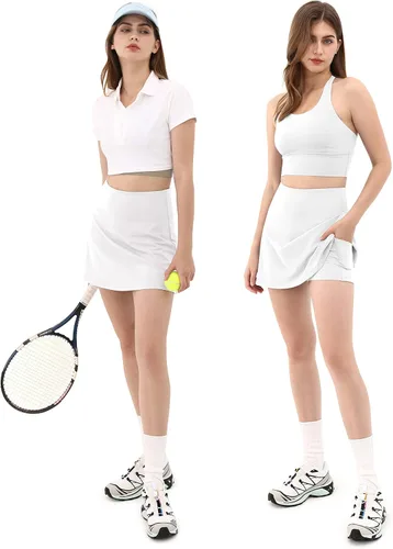 Vista 4 de ODODOS Pantalones deportivos de tenis para mujer con bolsillos integrados faldas activas de golf para deportes correr gimnasio y entrenamiento