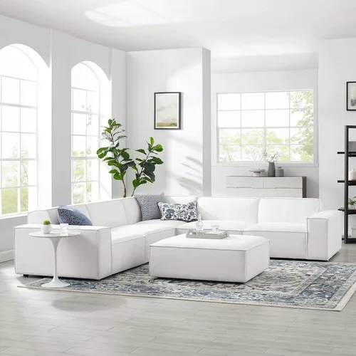 Vista 13 de Modway Restore - Sofá seccional tapizado de 5 piezas en color carbón