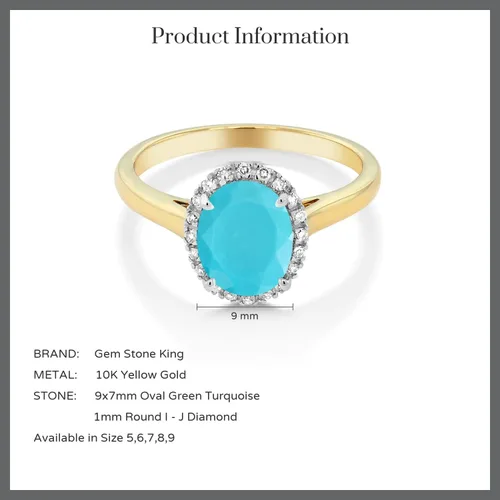 Vista 48 de Gem Stone King Anillo de compromiso ovalado de oro amarillo de 10 quilates con piedra natal y halo de diamantes Ovalado de 0.354 x 0.276 in