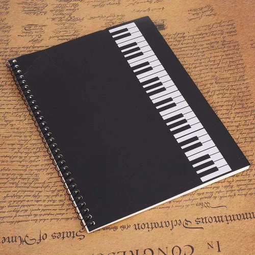 Vista 4 de RiToEasysports Stave Notebook, 50 Pages Musical Notation Staff Notebook Music Manuscript Writing Paper (Black Piano) Sheet Music Notebook Staff