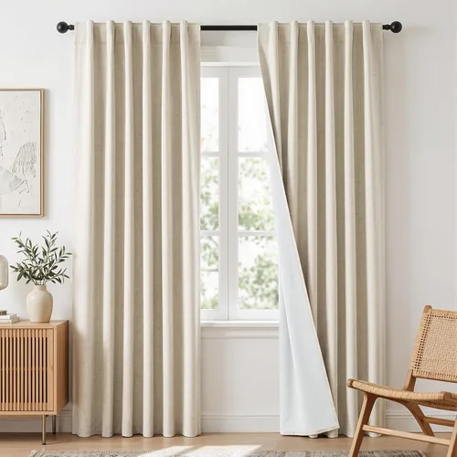 Vista 157 de RYB HOME Cortinas de lino texturizado 100% opacas de 84 pulgadas de largo, aislamiento térmico, privacidad, ahorro de energía para dormitorio, sala