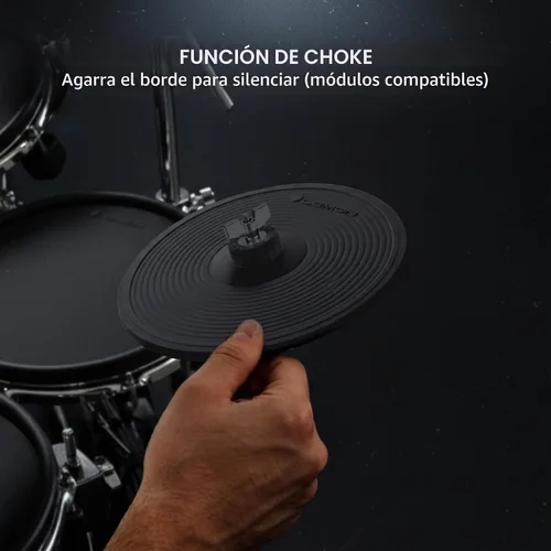 Vista 5 de Lemon LE-9C2 Platillo electrónico Splash de 2 zonas de 9 pulgadas, estrangulador de borde, Accent FX Compatible con Alesis & Roland, superficie