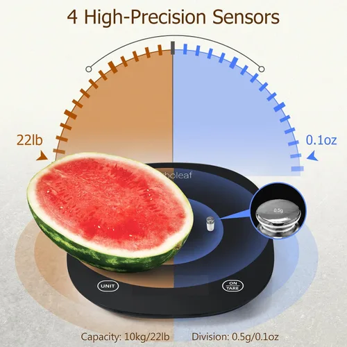 Vista 2 de Arboleaf Balanza de Cocina Inteligente para Alimentos, Báscula Digital de 22 lb con Calculadora Nutricional, Pesaje Inteligente de Cocina