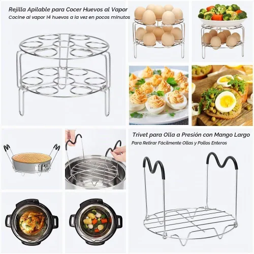 Vista 5 de Accesorios para olla instantánea, Sugaroom 100 piezas de accesorios para olla a presión, compatible con accesorios Instant Pot, cestas de vapor de 6
