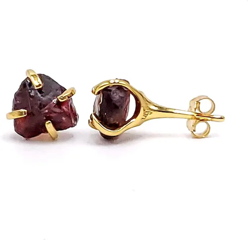 Vista 116 de Aretes de piedra preciosa natural en bruto con oro amarillo sobre plata de ley 925, 6 a 0.276 in, regalo de piedra de nacimiento de calidad genuina