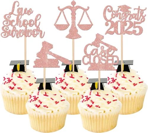 Vista 22 de 30 piezas de decoración para cupcakes de graduación para la clase de 2026 con purpurina brillante para el futuro diploma hecho 2026 Felicidades