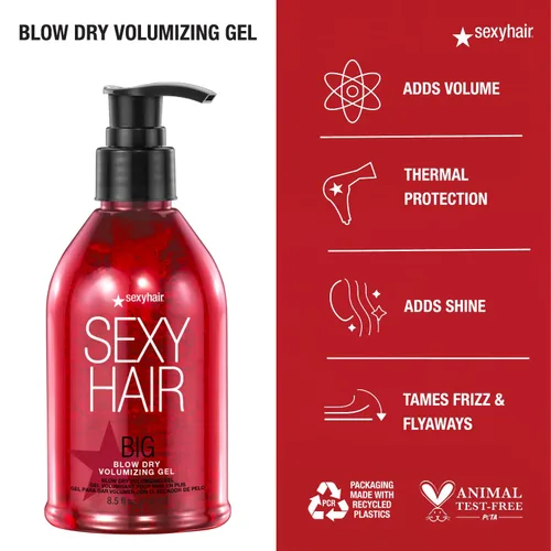 Vista 4 de SexyHair Gel voluminizador Big Blow Dry Volumen añadido con sujeción Hasta 72 horas de resistencia a la humedad Todo tipo de cabello