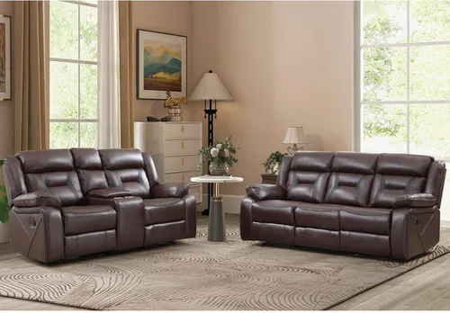 Vista 24 de Sofá reclinable manual de cuero sintético, sofá reclinable de 3 plazas, sofá cama para sala de estar, muebles, sala de reuniones, marrón oscuro