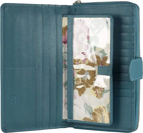 Vista 7 de Cartera grande de piel para mujer con bloqueo de identificación por radiofrecuencia