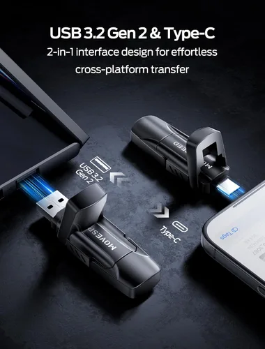 Vista 3 de MOVE SPEED Unidad USB de 128 GB, SSD externo de velocidad de lectura de 570 MB/S con doble puerto tipo C + USB 3.2 SSD portátil para iPhone serie