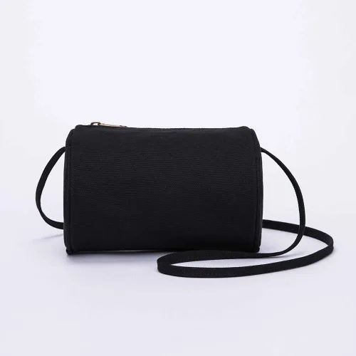 Vista 3 de Bolso casual de la forma del cilindro de la mujer simplemente nuevo bolso de hombro popular negro