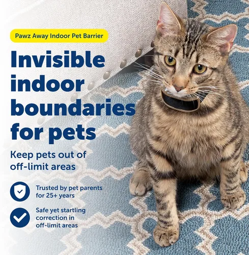Vista 2 de PetSafe Pawz Away - Barrera para mascotas para interiores, funciona con pilas, área de contención invisible para interiores con collar ajustable