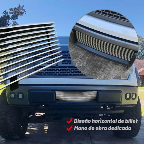 Vista 7 de Insertos de parrilla compatibles con parrilla frontal de aluminio sólido F150 2009-2014 (cromado)