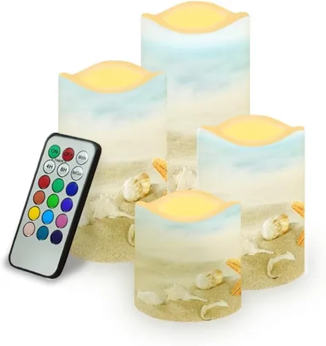 Vista 50 de Jeiento American Flag Flameless Candles 4 Pack 4th of July Home Decoration Flower American Flag LED Candles Battery Operated with Timer Remote
