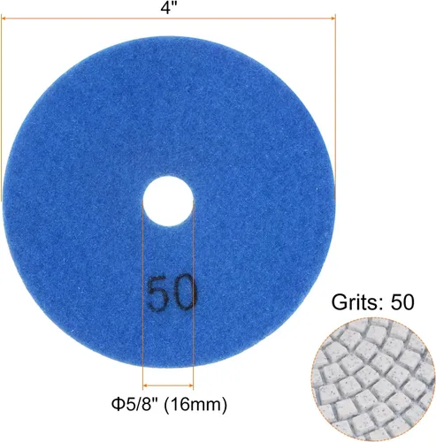 Vista 2 de HARFINGTON 5 almohadillas de pulido de diamante de 4 "Grits 50 almohadillas de pulido húmedo/seco para piedra hormigón mármol encimera cuarzo