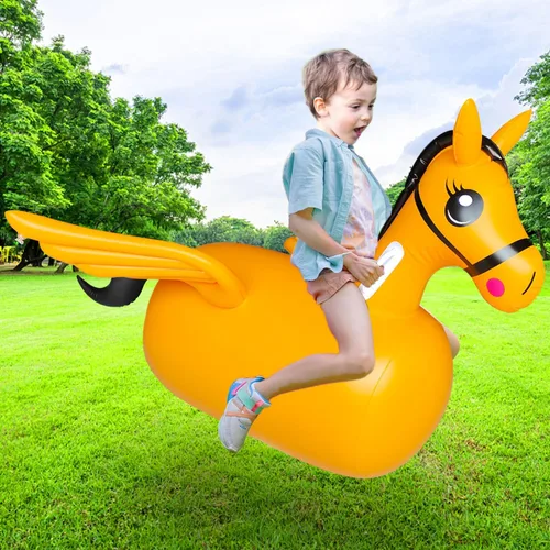 Vista 4 de Juguete de caballo inflable para niños, juguete de animales de salto para niños, juguete de salto de caballo favorito de los niños. Perfecto