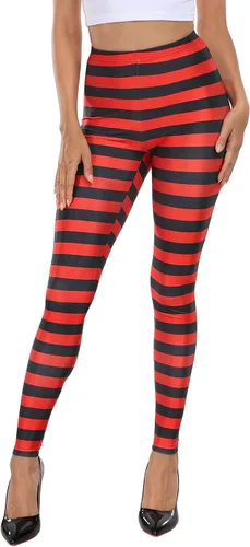 Vista 25 de HDE Leggings de entrenamiento de diseño moderno - Divertidos patrones estampados gráficos a la moda A. Rayas del arco iris