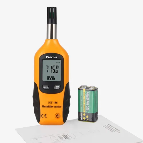 Vista 6 de Preciva Termohigrómetro digital psicómetro, mini medidor LCD de temperatura y humedad con punto de rocío y temperatura de bombilla húmeda