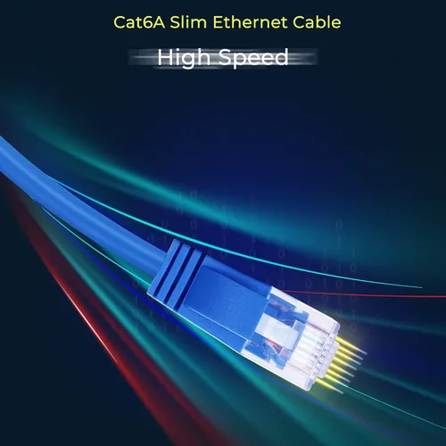 Vista 7 de Rapink Cables de conexión Cat6a 0.5 pies (Paquete de 10) Cable de par trenzado Cat6a delgado, Cable de conexión Ethernet Cat6a de 10G de soporte