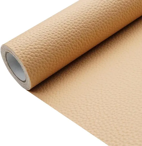 Vista 24 de Tela de cuero de imitación de textura litchi azul bebé PU 11.8x53.14 pulgadas (30x135 cm) de 1.13 mm de espesor para tapicería, manualidades