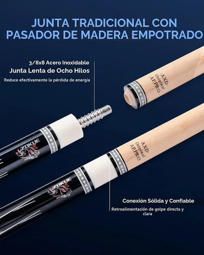 Vista 6 de KONLLEN Maple Pool Cue Stick – Low Deflection Performance Billiard Cue for Adults, Professional Play AK-D1-1st-12.2