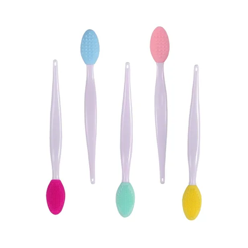 Vista 2 de 10 cepillos de silicona para labios, exfoliante de labios de doble cara, cepillos de eliminación de puntos negros para limpiar la nariz