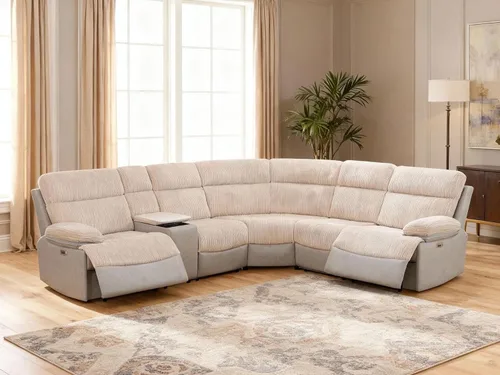 Vista 7 de Juego de sofá modular reclinable eléctrico, sofá modular de cuero en forma de L para sala de estar, asientos de cine en casa con respaldo ajustable
