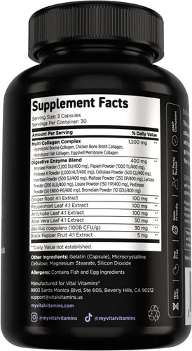 Vista 9 de Vital Vitamins Complejo de colágeno múltiple Plus + intestino, probióticos