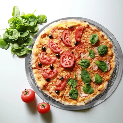 Vista 8 de SHERCHPRY Red de aluminio de la bandeja de la hornada de la pizza de 11 pulgadas de la malla perforada antiadherente de la pantalla para el uso