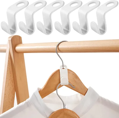 Vista 8 de 100 ganchos de conexión para colgar ropa, ganchos de plástico en cascada, ganchos extensores, ganchos de conexión, ahorro de espacio para armario