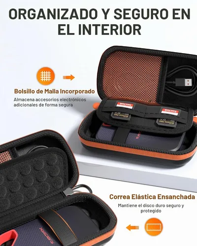 Vista 5 de ProCase Estuche rígido para SSD portátil SanDisk Extreme