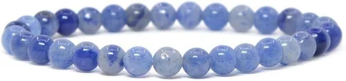 Vista 5 de Justinstones Gem - Pulsera elástica de cuentas redondas de 6 mm de piedras semipreciosas, unisex, 16.5 cm Ojo de tigre azul dorado AA